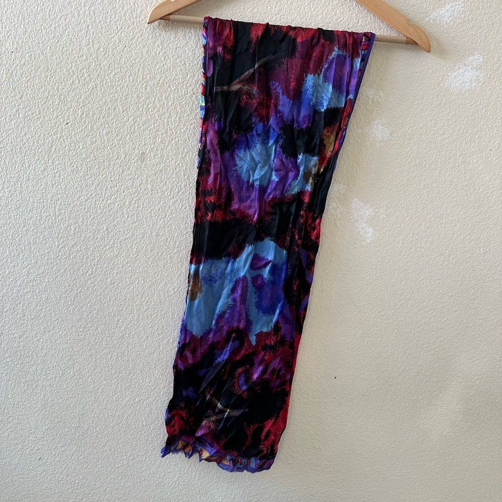Albert Nipon Long Multicolored Silk Scarf - image 4